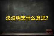 淡泊明志的意思