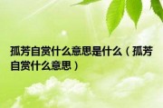 孤芳自赏什么意思