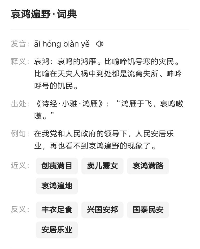 哀鸿遍野的意思
