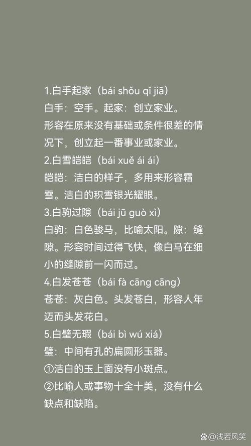 白字开头的成语